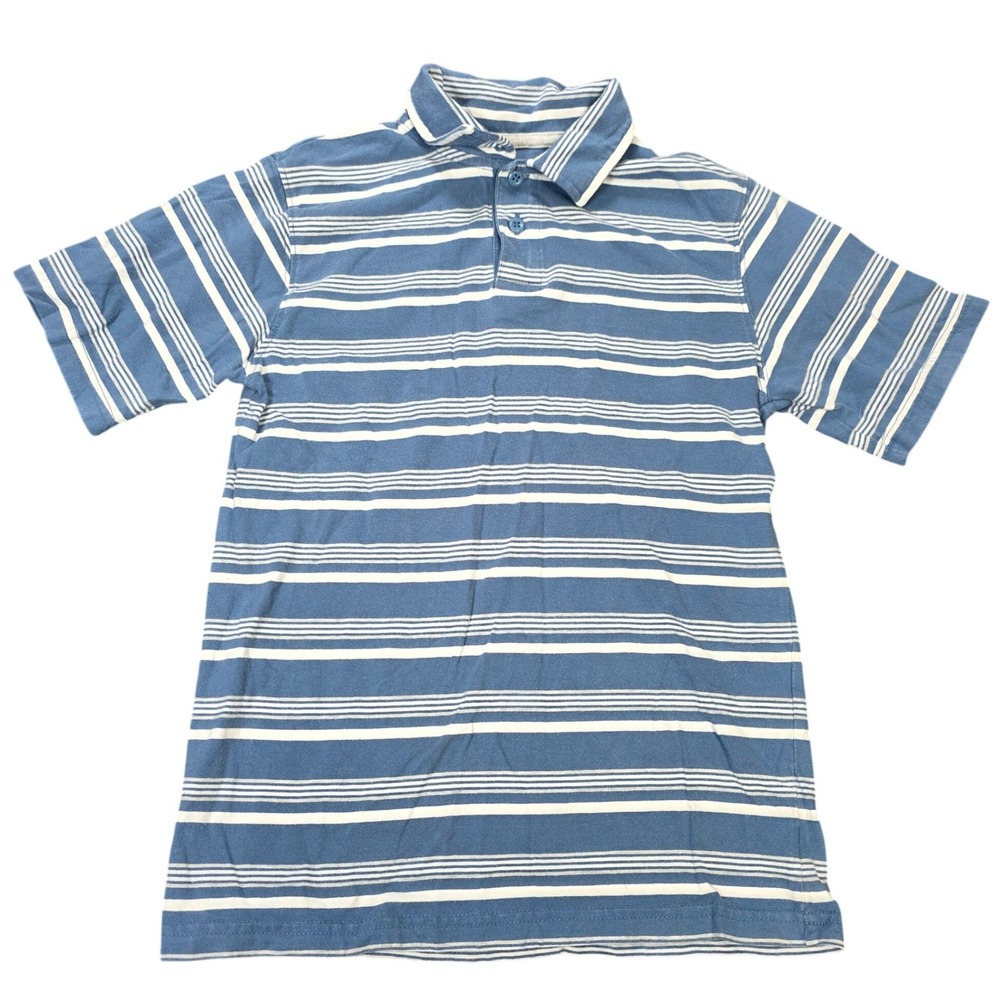 OshKosh B'gosh Short Sleeve Polo Shirt Boy's Size 8 Blue White‎ Striped Cotton